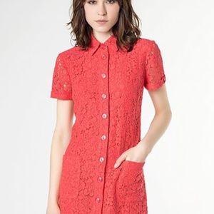 PATRIZIA PEPE red lace button shirt dress